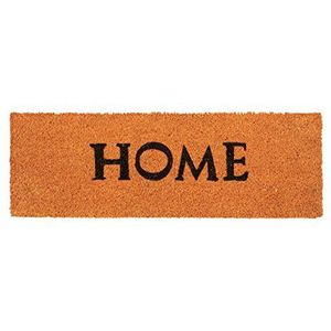 Relaxdays deurmat smal HOME, kokos & pvc, rechthoekig, antislip schoonloopmat, HBD: ca. 1,5x75x25 cm, oranje