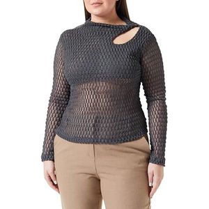 Trendyol Damesblouse met rechte lange mouwen, slank, antraciet, XS