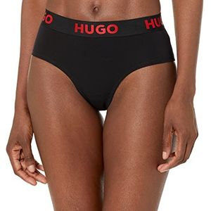 Hugo Boss Dames hipster, katoen, stretch, met Bold Logo Slip, Zwarte teer, M