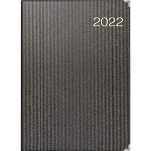 rido/idé 7027503902 Tageskalender/Buchkalender 2022 Modell Conform, Kunststoff-Einband Visicron metallic, schwarz