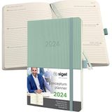 SIGEL C2438 afsprakenplanner weekkalender 2024, ca. A5, groen, softcover, 192 pagina's, elastiek, penlus, archieftas, PEFC-gecertificeerd, Conceptum