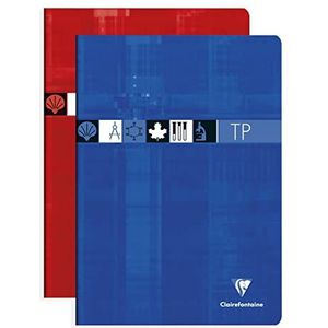 Clairefontaine 3157C - Set van 5 Geniet Werkschriften - A4 21x29,7 cm - 96 paginas met 90g grote ruiten en 125 g effen wit - Gelamineerde karton kaft - Willekeurige kleuren