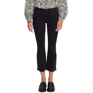 ESPRIT Verkorte bootcut jeans met gemiddelde taillehoogte, Black Dark Washed., 28W x 26L