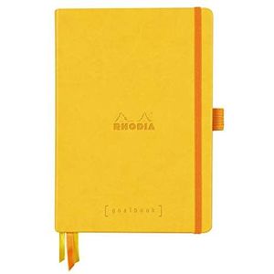 Rhodia 118585C Goalbook Notitieboek, A5, 14,8 x 21 cm, dot, praktisch en trendy, met vast deksel, 90 g wit papier, 120 vellen, 1 stuk, geel