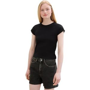 TOM TAILOR Denim Basic T-shirt voor dames met raglanmouwen, 14482 - Deep Black, S