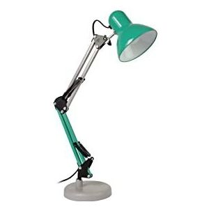 Fisura - Vintage bureaulamp ""Ralph"". Flexo lamp compatibel met E27 lampen. Metalen bureaulamp, 14 cm x 14 cm x 57 cm. (Mint en grijs)