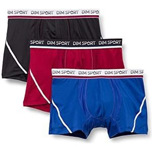 Dim Boxershorts voor heren, sport, micro-thermoregulatie, 3 stuks, Abysse blauw/krijt rood/zwart, 4