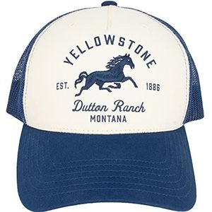 Yellowstone Verstelbare Snapback Mesh Trucker Hat met gebogen rand Baseball Cap, Donkerblauw, Eén maat