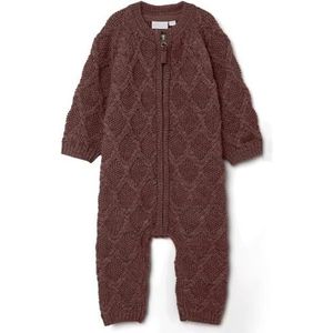 Name It Nbfwrilla Wool LS Knit Suit Xxii full-body pak voor meisjes en meisjes, Deep Mahonie, 68