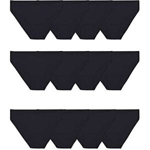 Fruit of the Loom Dames ondergoed katoen stretch slipje (regular & Plus Size) bikini stijl, Bikini - 12 Pack - Black, 38 NL