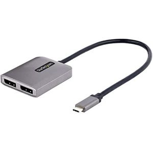 StarTech.com 2-Port USB-C MST Hub, USB Type-C naar 2x DisplayPort Multi-Monitor Adapter/Splitter, Dual-DP tot 4K 60Hz met DP 1.4 Alt Mode & DSC, HDR, 30cm Kabel, Windows Only (MST14CD122DP)