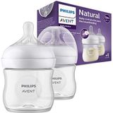 Philips Avent Natural Response-babyfles - 2 babymelkflessen van 125 ml voor pasgeboren en oudere baby's, BPA-vrij, voor 0 maanden en ouder (model SCY900/02)
