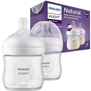 Philips Avent Natural Response-babyfles - 2 babymelkflessen van 125 ml voor pasgeboren en oudere baby's, BPA-vrij, voor 0 maanden en ouder (model SCY900/02)