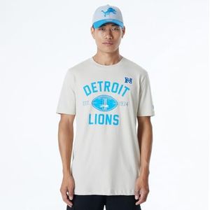 DETROIT LIONS New Era Cap NFL Regular T-Shirt Distressed Zeefdruk Team Graphic Stone Unisex
