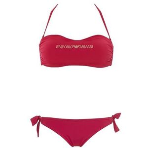 Emporio Armani Band & Bow Braziliaanse Studs Bikini Set Cherry Red, Kers Rood, M