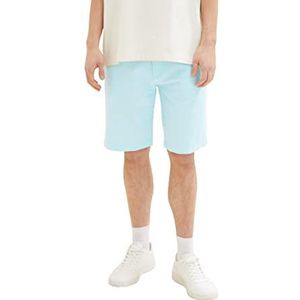 TOM TAILOR Denim Chino shorts voor heren, regular fit, 32161 - Turquoise White Chambray, L