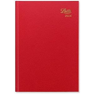 Letts Standard A5 dag naar een pagina 2024 dagboek - rood