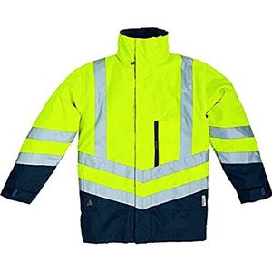 Deltaplus OPTIMJM3X zeer zichtbare 4-in-1 parka van Oxford polyester met pvc-coating, neongeel-marineblauw, maat 3XL