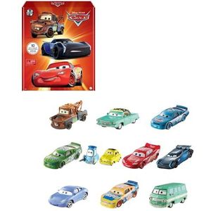 Mattel Disney Pixar Cars Metalen Miniracers Set van 10 Voertuigen, miniatuurraceauto's, klein, draagbaar, autospeelgoed om te verzamelen, gebaseerd op Cars films, voor kinderen vanaf 3 jaar, HBW15