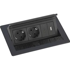 EVOline - Flip Top Push - Stekkerdoos - Zwart - 2x Schuko + USB-A + USB-C Lader