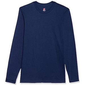 Hanes Premium T-shirt voor heren met lange mouwen (verpakking van 2), marineblauw, XXL