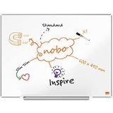 Nobo Nano Clean Staal Magnetische Whiteboard Met Pennengoot, 600 x 450, mm, Slanke Lijst, InvisaMount Montagesysteem, Impression Pro, Wit, 1915401