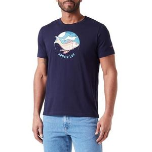 Armor Lux Zeefdruk T-shirt, Geschilderde vis/marineblauw diep, S
