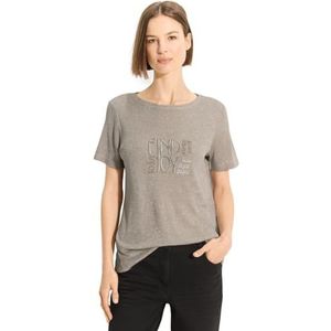 Cecil Dames B321522 Glitter T-shirt, Boulder Beige, XS, Boulder Beige, XS
