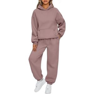 AUTOMET Trainingspak, dames, 2-delige outfit, lounge, hoodie, set, oversized, sweatshirt, baggy, herfst, modieus, joggingbroek met zakken, XL