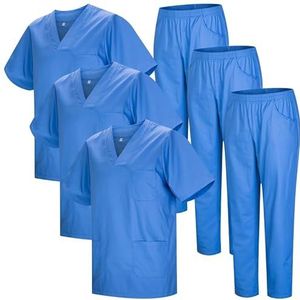 MISEMIYA - Pack * 3 Sets - Unisex Sanitair Uniform Medische Sanitaire Uniformen Sanitaire Sets 3-817-8312, Hemels 22, M