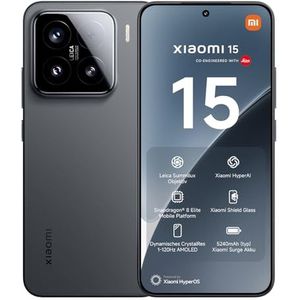 Xiaomi 15 Smartphone, 12+512GB, zwart, 50MP Leica hoofdcamera, 5240mAh batterij, 90W HyperCharge, Xiaomi HyperAI (oplader niet inclusief)