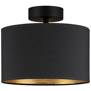 Sotto Luce Akai glamour plafondlamp - antraciet/gouden stof - zwarte voet - 1 x E27 lamphouder - Ø 25 cm