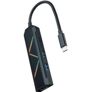 PRENDELUZ USB-C hub met 2 USB-A-poorten, USB-C-poort voor opladen en HDMI-uitgang, ideaal voor het uitbreiden van verbindingen in moderne apparaten.