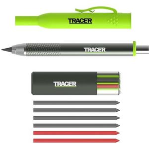 Tracer Pro-serie robuust metalen bouwpotlood met 6 x vervangende loodverpakking en siteholsters. Alles-in-één aluminium bouwmarkeringsset
