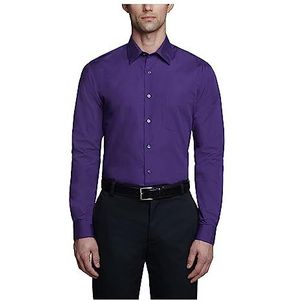 Van Heusen Herenoverhemd getailleerd poplin effen, Paars Fluweel, 15.5"" Neck 36""-37"" Sleeve