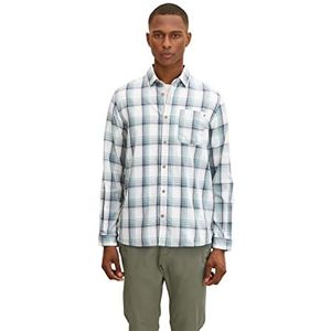 TOM TAILOR Uomini Shirt met ruitpatroon 1032350, 30171 - White Green Structured Check, L