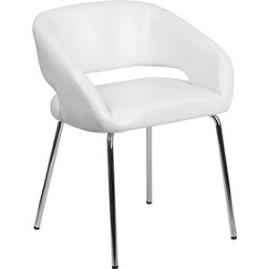 Flash Furniture Fusion Series Hedendaagse zijstoel, leer, wit, 63,5 x 58,42 x 33,02 cm