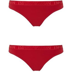 EMPORIO ARMANI Microfiber 2-Pack String Slipje voor dames, ROOD, XL, Rood, XL