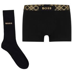 BOSS Cadeauset voor heren van sokken en nauwsluitende boxershorts van stretchkatoen met korte pijpen en glinsterende accenten, zwart 1, XXL