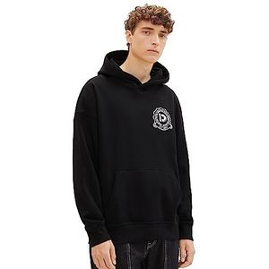 TOM TAILOR Denim Oversize college hoodie voor heren met logo-applicatie, 29999-zwart, XXL