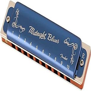 Fender® »MIDNIGHT BLUES HARMONICA« mondharmonica - Diatonisch - 10 gaten - stemming: E - Kleur: Blauw (Limited Edition)