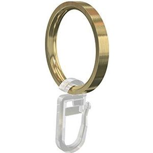 Flairdeco Gordijnringen/ringen met vouwhaken, metaal, messing-look, 33/27 mm, 10 stuks