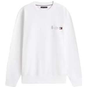 Tommy Hilfiger Heren SMALL CREST OUTLINE CREW NECK MW0MW40863 Pullover Sweatshirt, Wit, S, Wit (wit), S