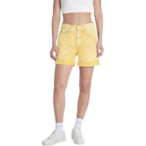 Replay Dames Straight Fit Jeans Shorts 9Z1 Eco Plus, 661 Daisy Yellow, 26W
