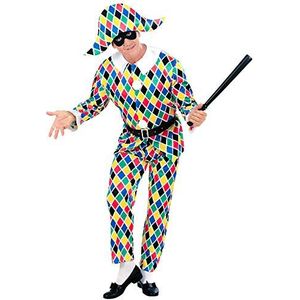 Widmann - Kostuum Harlekijn, vest, broek, riem, hoed, clown, patchkostuum, narren, theater, themafeest, carnaval