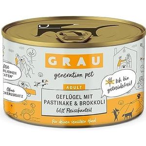 GRAU - het origineel - Natvoer voor honden - Gevogelte met pastinaak/broccoli, 1 verpakking (1 x 200 g), graanvrij, voor gevoelige volwassen honden
