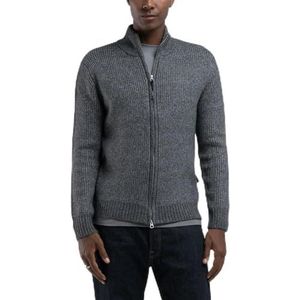 Replay Gebreid herenvest regular fit met ritssluiting, M10 donkergrijs gemêleerd., L