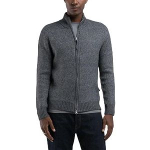 Replay Gebreid herenvest regular fit met ritssluiting, M10 donkergrijs gemêleerd., L