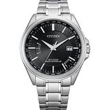 Citizen Analoog Eco-Drive polshorloge voor heren, zwart, Eén maat, armband