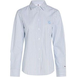 Tommy Hilfiger Dames streep regelmatig shirt L/S shirt, klassiek overhemd STP/Vessel blauw, 46, Klassieke Shirting Stp/Vessel Blauw, 46